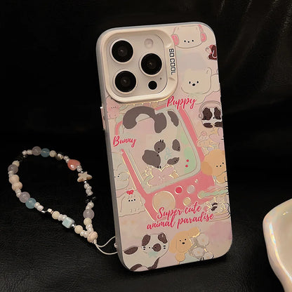 Cute Phone Cases For iPhone 15, 14, 13, 12, 11 Pro Max, 15, 14 Plus - Funny Puppy Kitten Game Plating Art Cover - IC8320