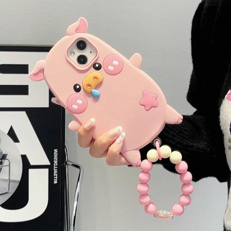 Cute Phone Cases For iPhone 14, 12, 11, 13, 15 Pro Max - Cartoon Funny Snot Pig - Soft Cover - TSP252