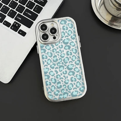 Cute Phone Cases: Black Blue Leopard Print for iPhone 15 Pro Max - TSP309