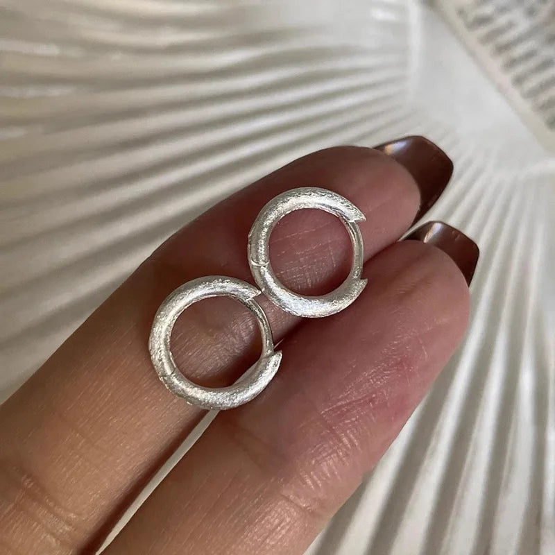 Hoop Earrings Charm Jewelry - Geometric Circle Matte - Simple Design - TSJ83