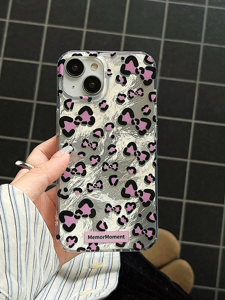 Cute Phone Cases: Stylish Leopard 3D Glitter Bow for iPhone 11-15 Pro Max - TSP317