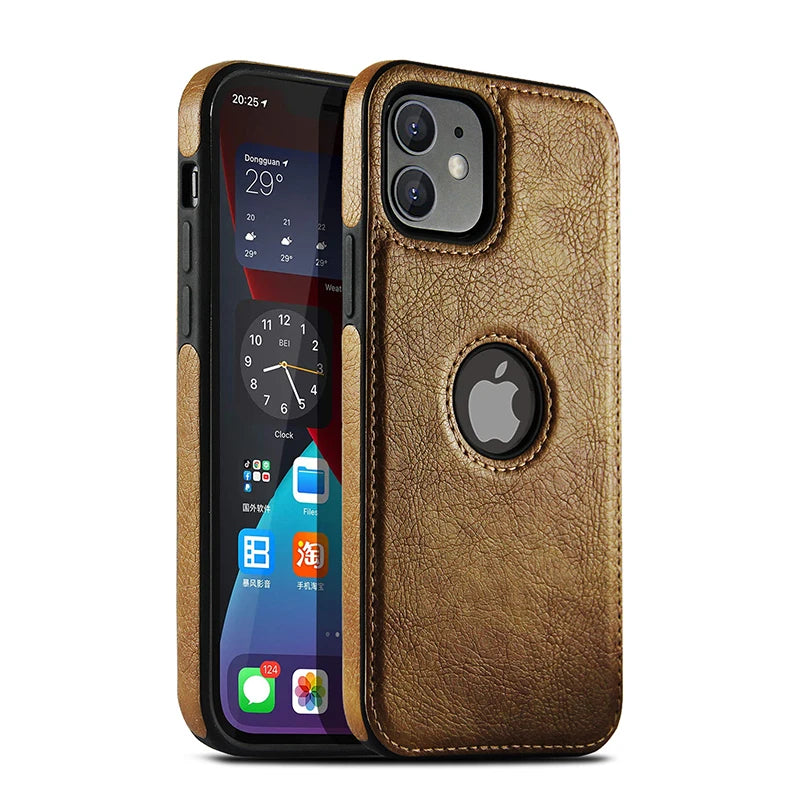 PU Leather Logo Hole Cute Phone Cases For iPhone 14 13 12 11 Pro XS MAX