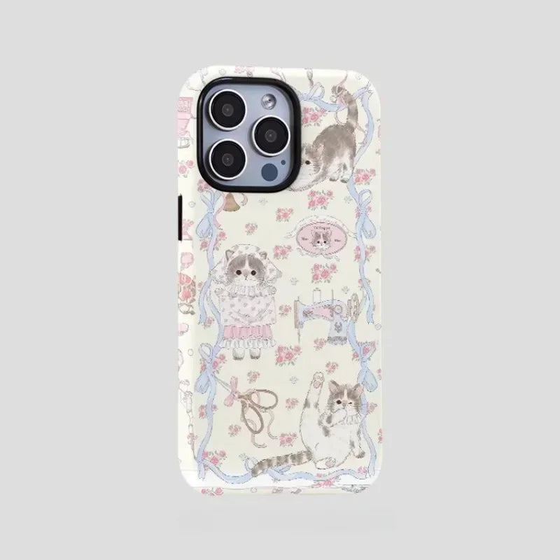 Cute Phone Cases For iPhone 16, 15PRO MAX, 14, 13, 12, 11 PRO, 11 Plus, 15pro - Tailor Cat Cartoon - Acrylic TPU Cover - PC8501