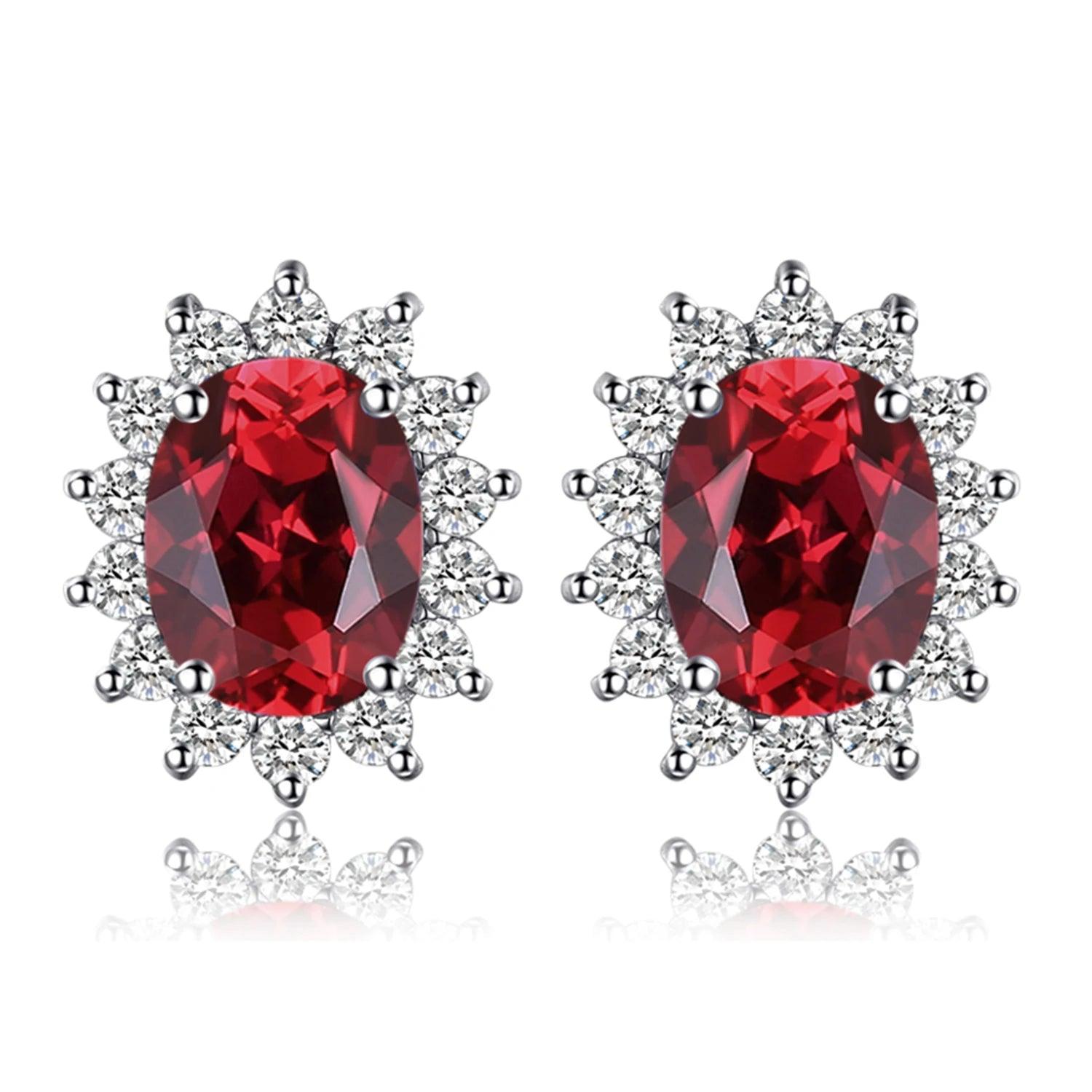 JPECJ258 Stud Earrings Charm Jewelry - Created Sapphire Ruby 925 Sterling Silver