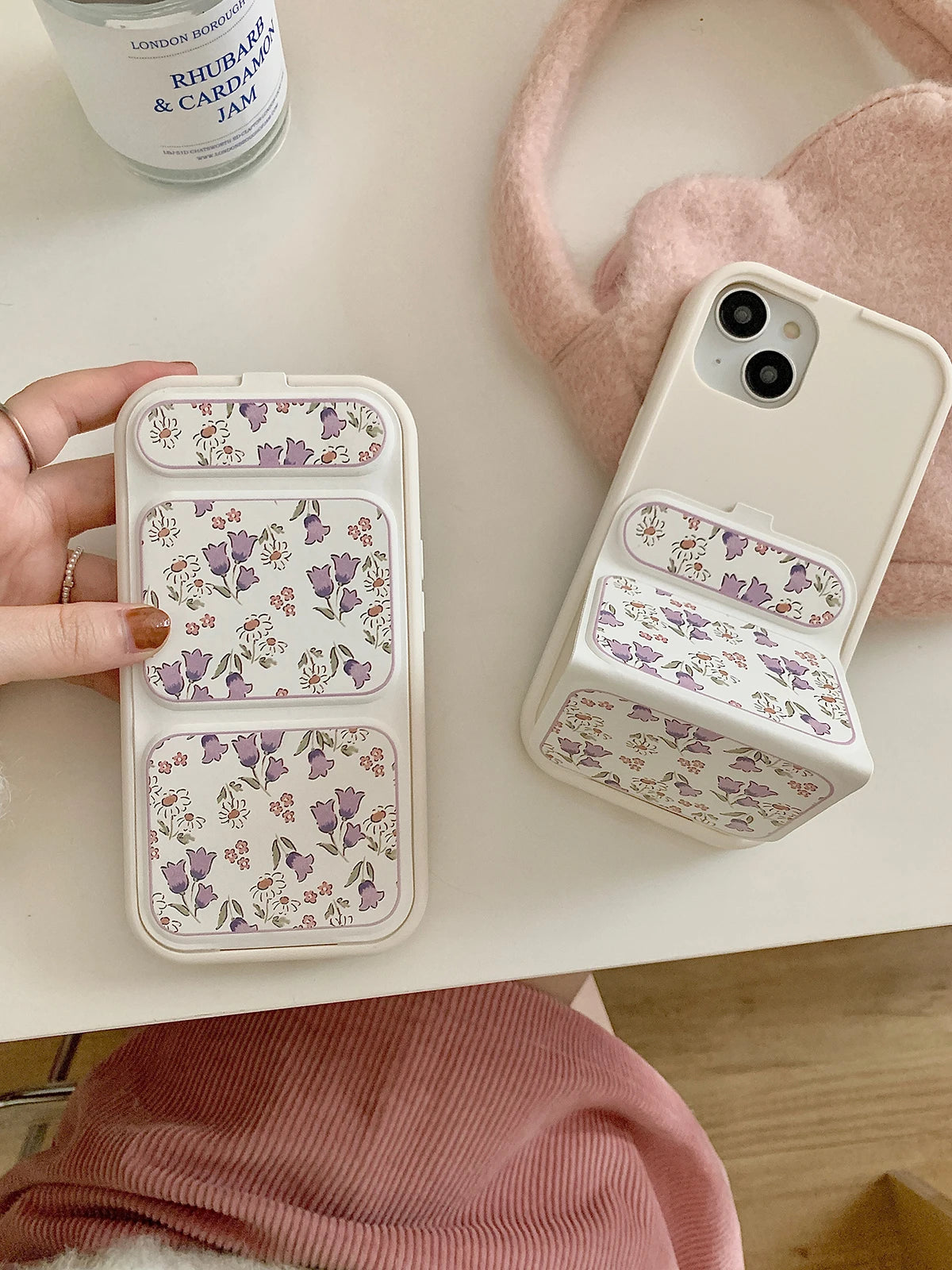 Cute Phone Cases - Flower Pattern - Folding Leather Holder Cover For iPhone iPhone 13, 14, and 15 Pro Max - TSP378