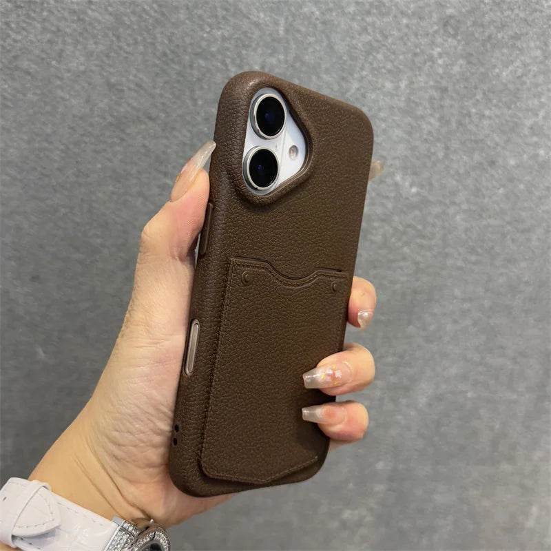 Cute Phone Cases For iPhone 16, 15, 13, 14 Pro Max - Card Slot Wallet - Soft Matte Leather Cover Shell - PC9010 - Touchy Style