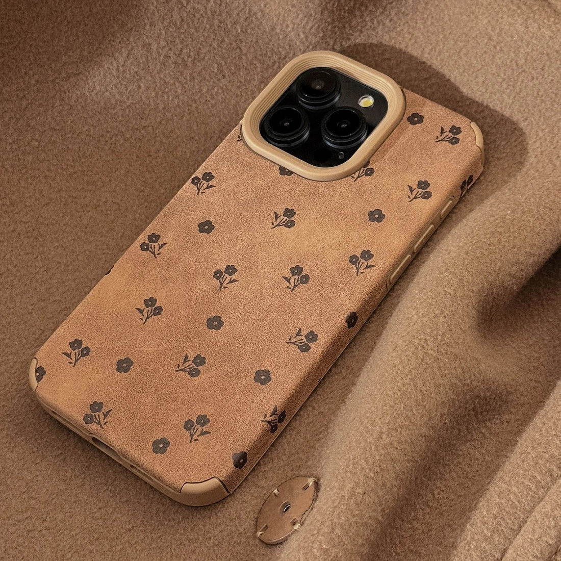 Cute Phone Cases for iPhone 16, 15, 14, 13 Pro Max - Chocolate Floral Print Chic Back Cover - PC8311