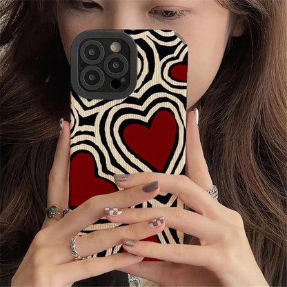 Cute Red Hearts Phone Case for iPhone 7, 8, 11, 12, 13, 14, 14 Pro, 15 Pro Max, X, XR, XS Max, SE, and Mini