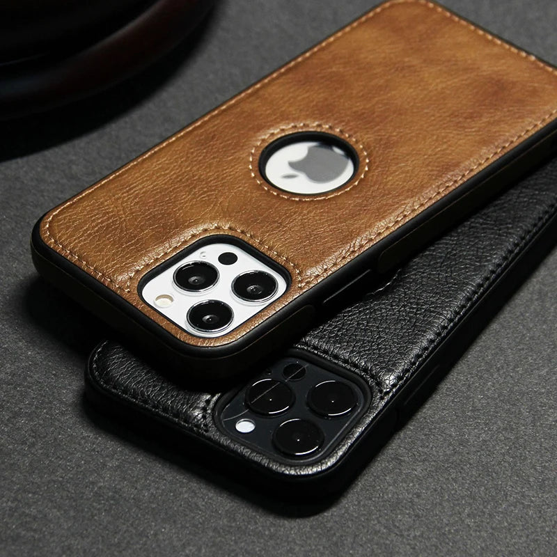 PU Leather Logo Hole Cute Phone Cases For iPhone 14 13 12 11 Pro XS MAX