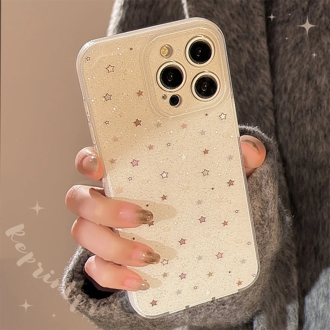 Cute Phone Cases For iPhone 16, 15, 14, 13, 12 Pro Max - Fairy Starry Sky - Glitter Art Back Cover - IC9340