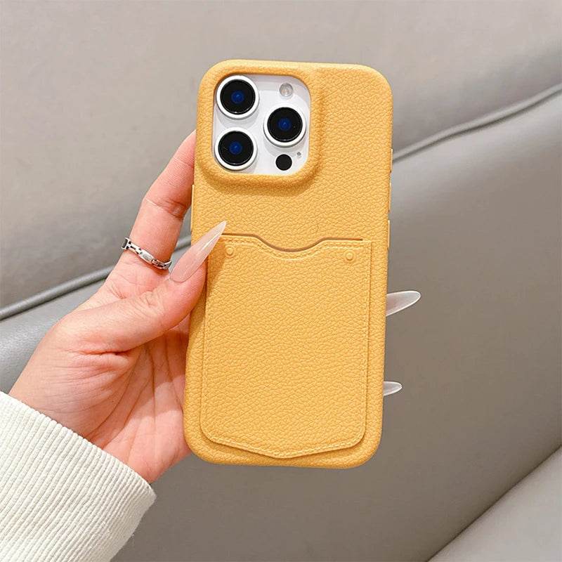 Cute Phone Cases For iPhone 16, 15, 13, 14 Pro Max - Card Slot Wallet - Soft Matte Leather Cover Shell - PC9010 - Touchy Style