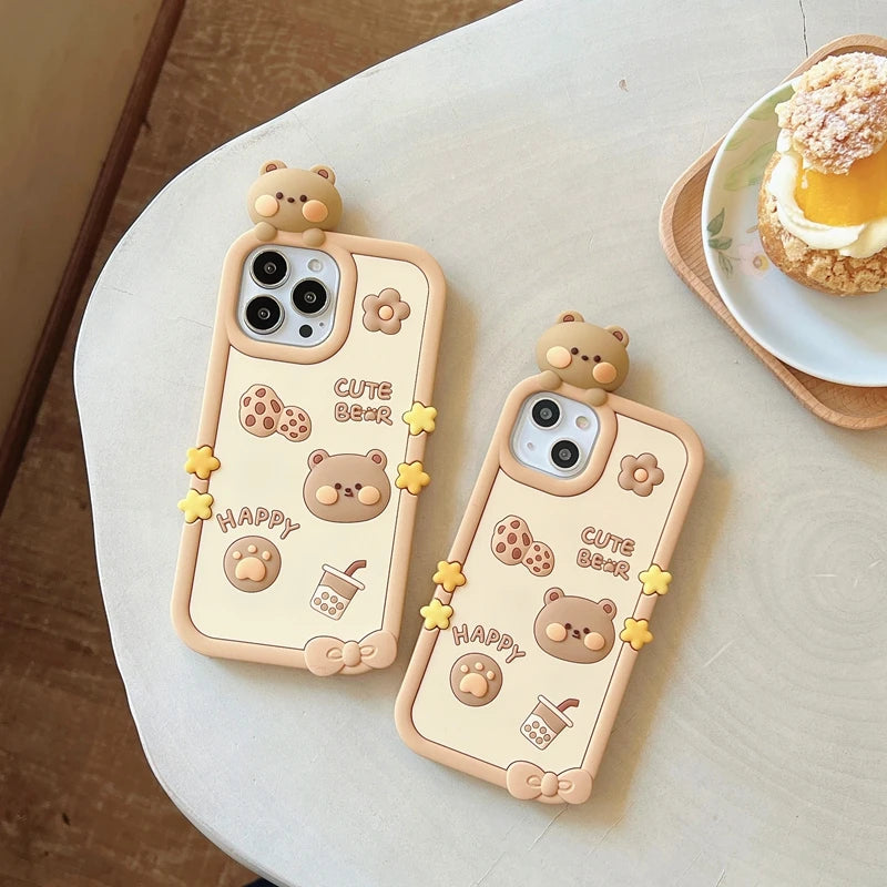 Cute Phone Cases For iPhone 11, 12, 13, 14, 14 Plus, or Pro Max - 3D Cartoon - Silicone Soft Cover - TSP250