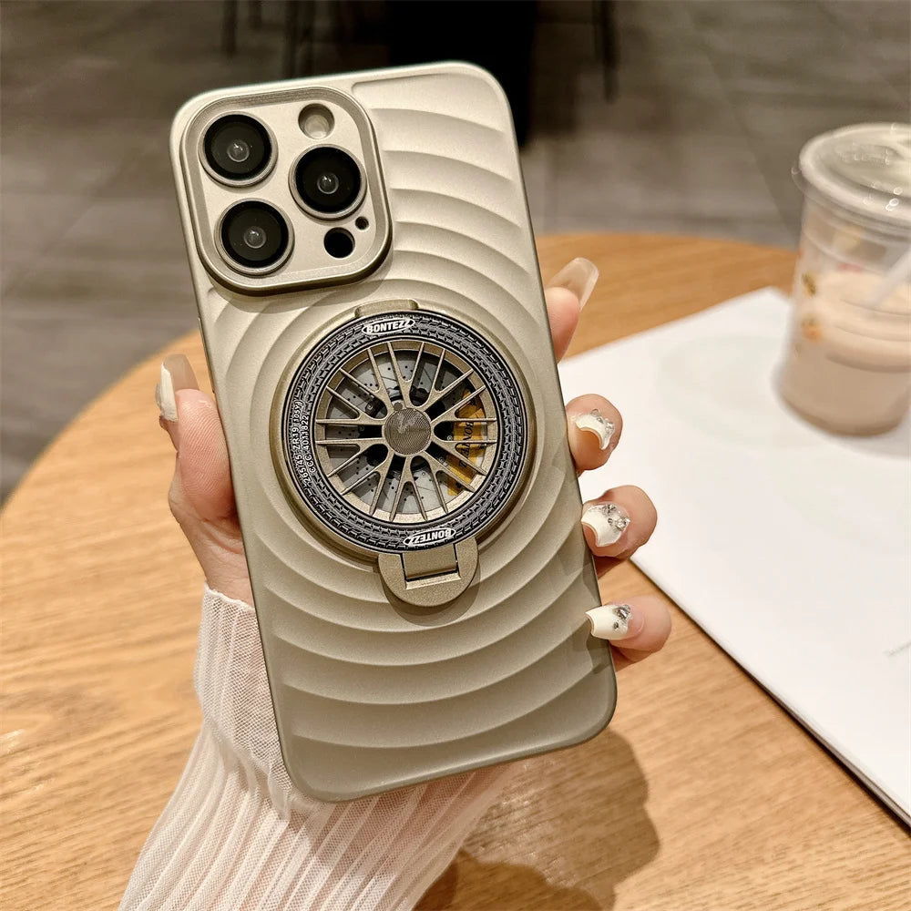 Cute Phone Cases For  iPhone 13, 14, 15, and 15 Pro Max models - Wave Ripple Gyroscopic Bracket Cover - TSP525