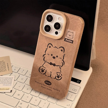 Cute Phone Cases For iPhone 16, 15, 14, 13 Pro Max - Cartoon Dog Back Cover with Fluffy Dangle - PC3411 - Touchy Style