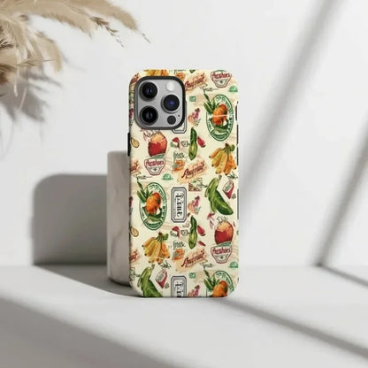 Cute Phone Cases For iPhone 16ProMax, 15, 14, 13, 12, 11 PRO, 11 Plus - Fruit Stamp Collage - Acrylic TPU Cover - IC6150