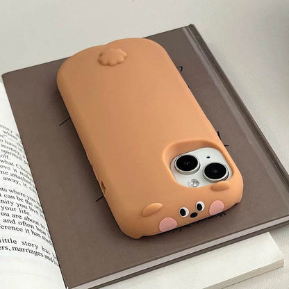 Cute Phone Cases For iPhone 16 Pro Max, 15, 13, 14 - 3D Milk Tea Bear - Soft Silicone Cover Shell - PC1010 - Touchy Style