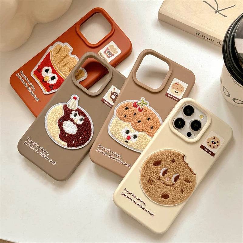 Cute Phone Cases For iPhone 16 Pro Max, 15, 13, 14, 12, 16 Plus - Funny 3D Plush Foods Pattern - Soft TPU Cover - PC8421 - Touchy Style