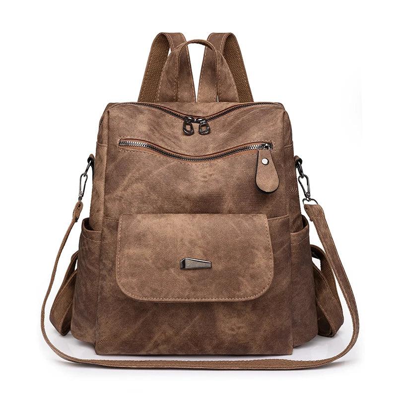 TSB63 Cool Backpacks - Vintage Pu Leather Large Capacity Bags For Women&