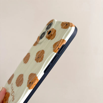 Cute Phone Cases For iPhone 16, 15, 14, 13, 12 Pro Max - Cartoon Teddy Dog - 3D Wavy Soft Cover - PC1520