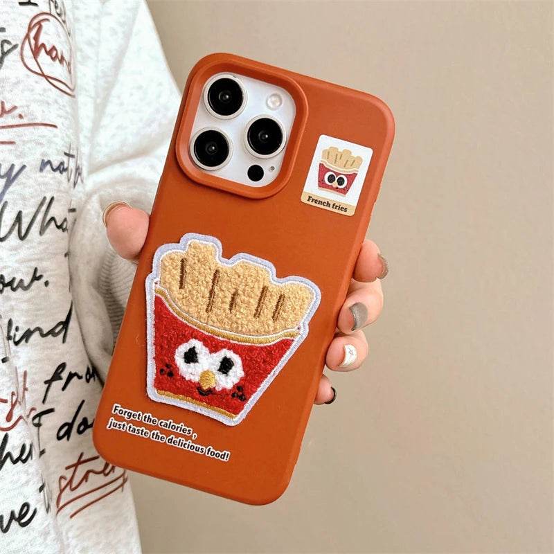 Cute Phone Cases For iPhone 16 Pro Max, 15, 13, 14, 12, 16 Plus - Funny 3D Plush Foods Pattern - Soft TPU Cover - PC8421 - Touchy Style