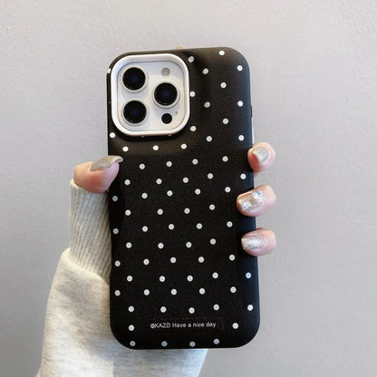 Cute Phone Cases For iPhone 16, 11, 12, 13, 14 Plus, 15 Pro Max - Heavy Armor Polka Dot - Gorgeous Cover - IC4001