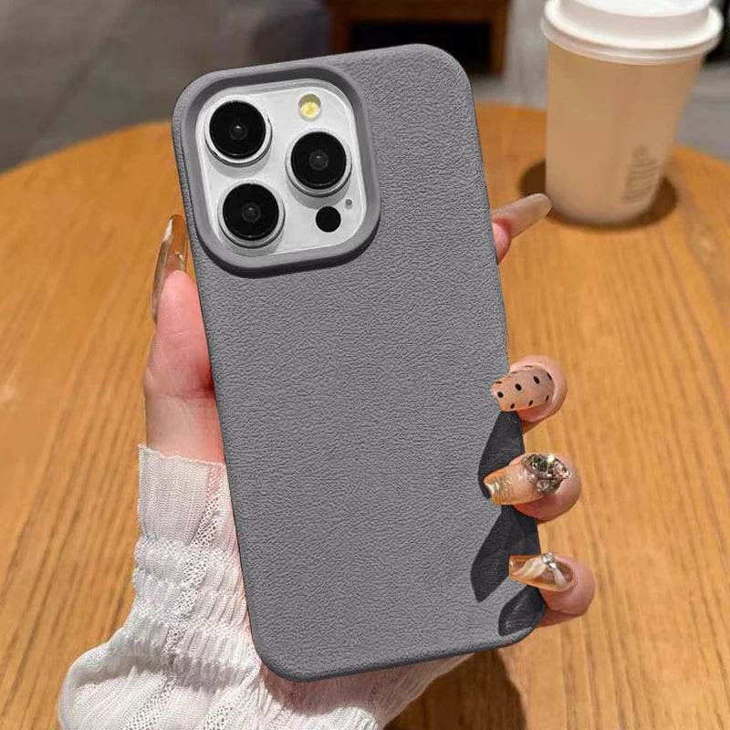 Cute Phone Cases For iPhone 16, 15, 14 Pro Max, 13, 12 Pro Max, 11 - Solid Matte Leather Soft Back Cover - PC9120 - Touchy Style