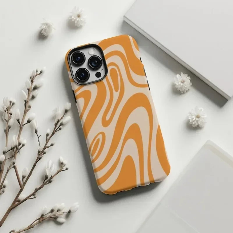 Cute Phone Cases For iPhone 16 Pro Max, 15, 14, 13, 12, or 11 Pro Plus - Retro Groovy Wave - TSP504