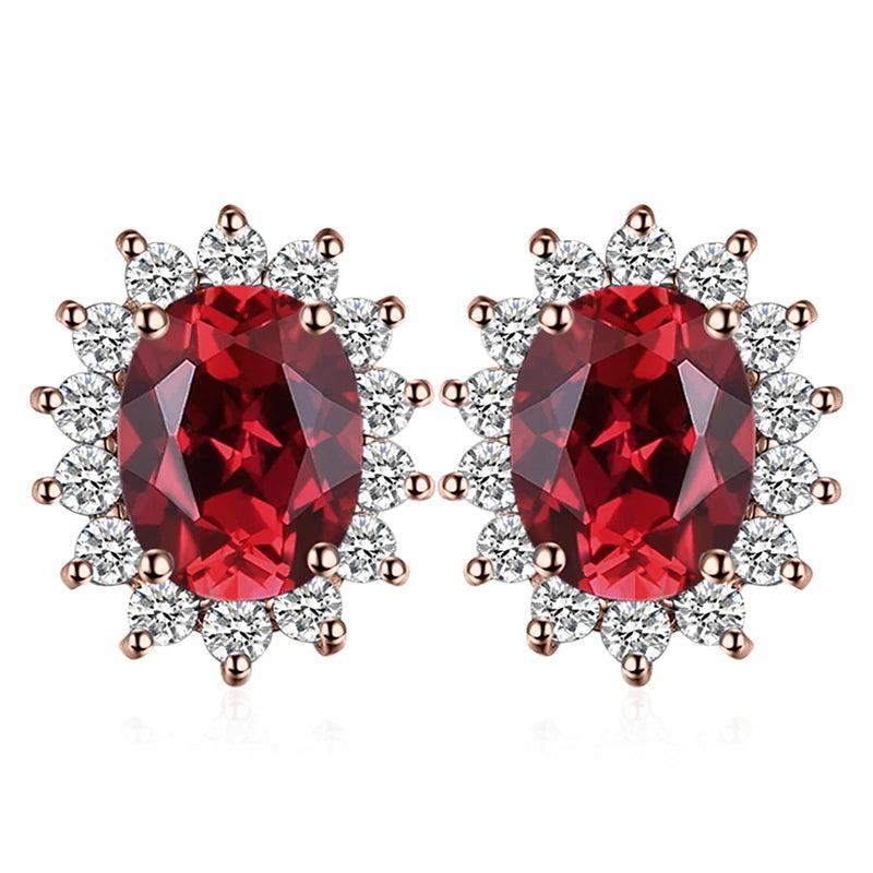 JPECJ258 Stud Earrings Charm Jewelry - Created Sapphire Ruby 925 Sterling Silver