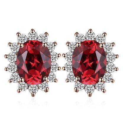 JPECJ258 Stud Earrings Charm Jewelry - Created Sapphire Ruby 925 Sterling Silver