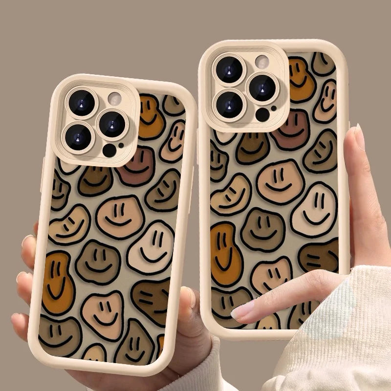 Cute Phone Cases Case for Galaxy S24, S23, S22, S21, and Note 20 series - Cartoon Happy Faces Cover - TSP386