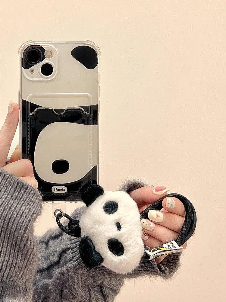 Cute Phone Cases for iPhone 15 Pro Max, 14, 13, 12, and 11 - Lovely Panda - Card Slot - TSP267