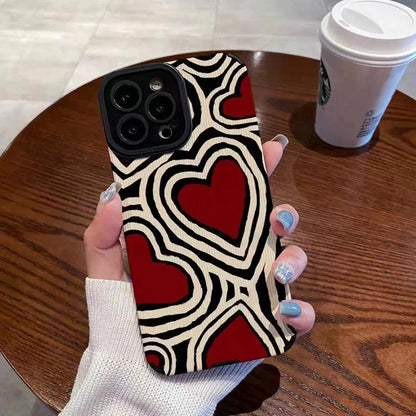 Cute Red Hearts Phone Case for iPhone 7, 8, 11, 12, 13, 14, 14 Pro, 15 Pro Max, X, XR, XS Max, SE, and Mini