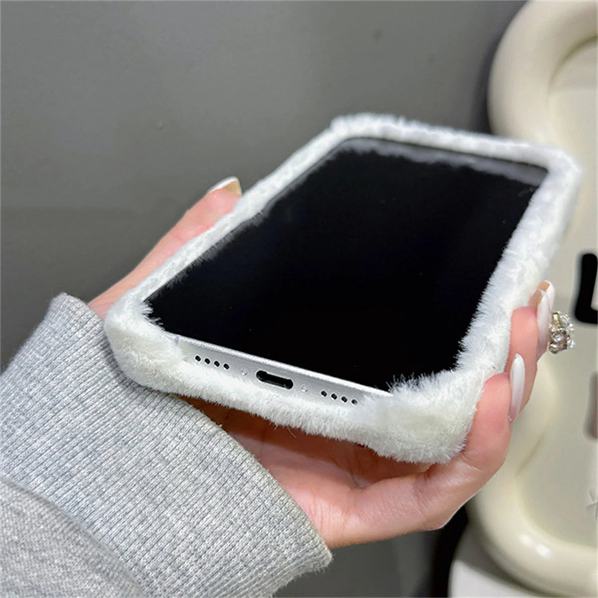 Cute Phone Cases for iPhone 16, 15, 14, and 13 Pro Max - 3D Embroidery Bow Plush Back Cover - TSP446