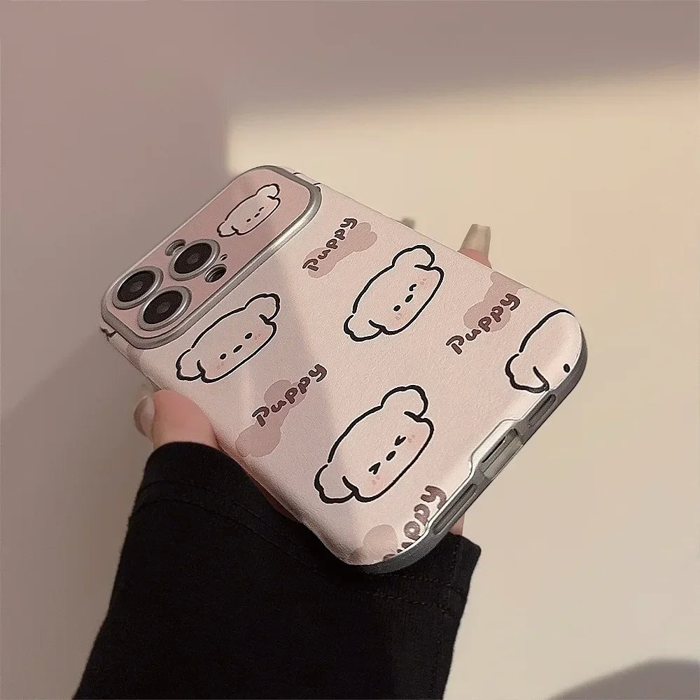 Cute Phone Cases For iPhone 16, 15, 14, 13, 12 Pro Max, 15 Plus - Funny Sweet Puppy Dog Pattern - Leather Cover - PC9120