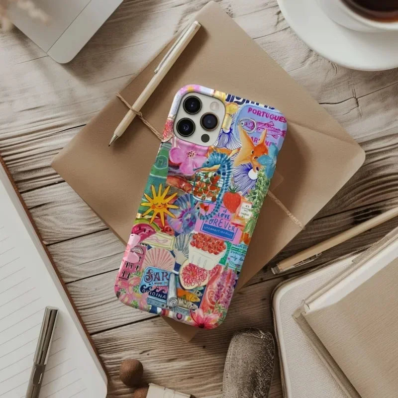 Cute Phone Cases For iPhone 16ProMax 15 14 13 12 11 PRO 11 Plus - Colorful Collage - Acrylic TPU Cover - IC5050