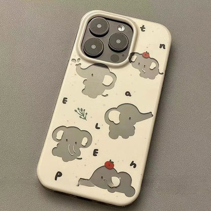 Cute Phone Cases For iPhone 15 Pro Max, 14, 13, 12, and 11 - Cartoon Hollow Out Elephant - TSP265