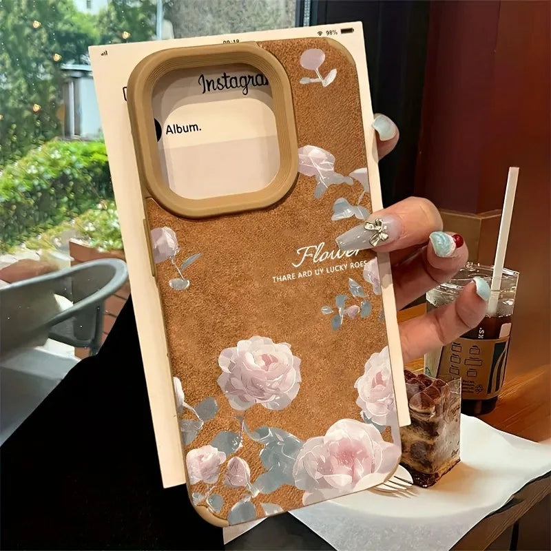 Cute Phone Cases For iPhone 11 12 13 Pro Max 14 15 16 Plus XS X XR 16 - Tulip Flower Pattern - Leather Bumper Cover