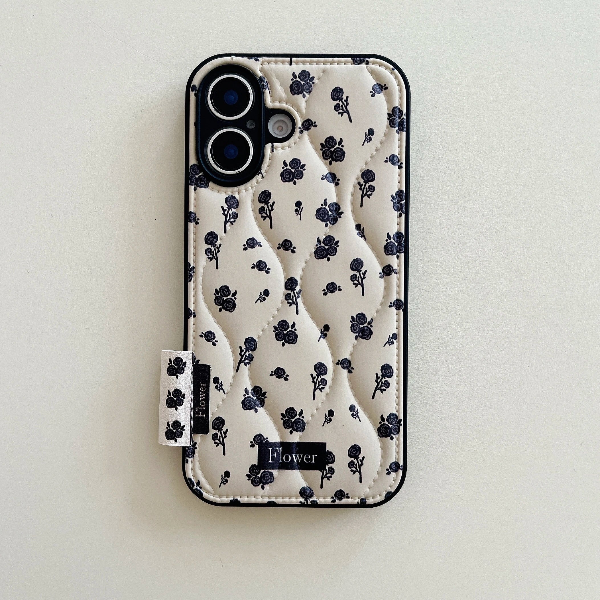 Cute Phone Cases for iPhone 16, 15, 14, 13 Pro Max - Winter Vibe Cotton Stuffed Black Roses Pattern - Chic Back Cover - PC1320