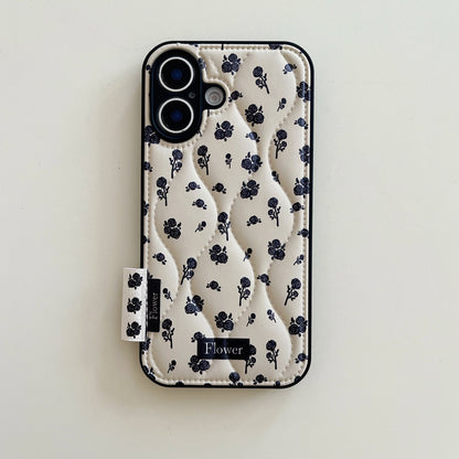 Cute Phone Cases for iPhone 16, 15, 14, 13 Pro Max - Winter Vibe Cotton Stuffed Black Roses Pattern - Chic Back Cover - PC1320