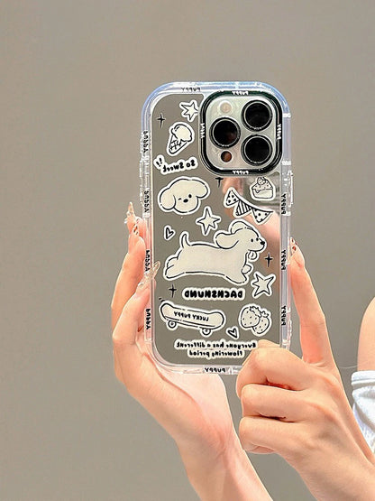 Cute Phone Cases: Sweet White Puppy Mirror Case for iPhone 15 Pro Max &amp; 14/13/12 - TSP302