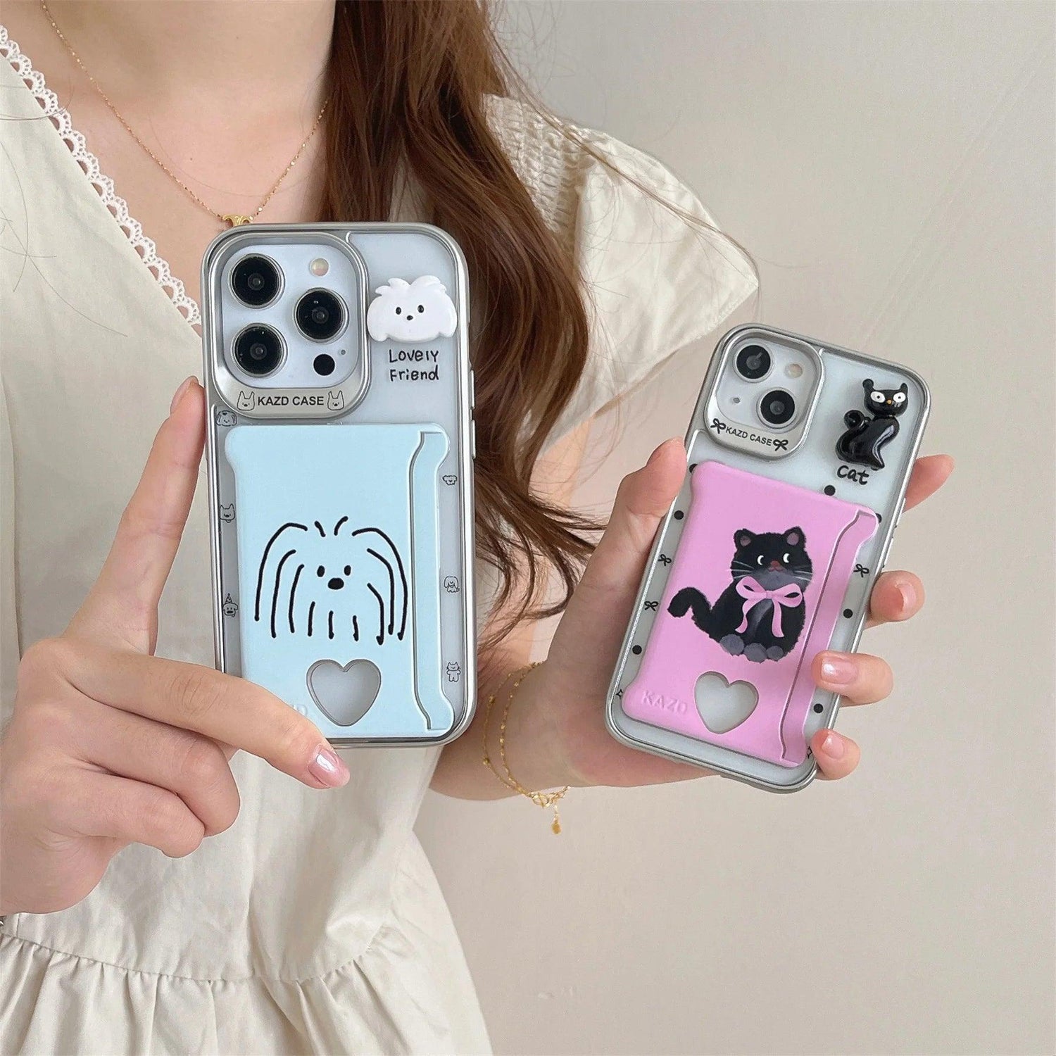 Cute Phone Cases For iPhone 15, 14, 13, 12, and 11 Pro Max - Cat Pattern - Wallet Pocket - TSP279