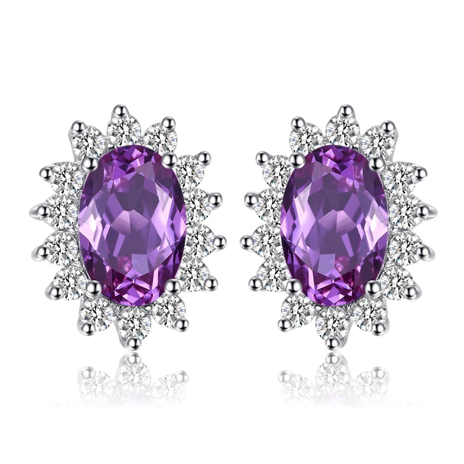 JPECJ258 Stud Earrings Charm Jewelry - Created Sapphire Ruby 925 Sterling Silver