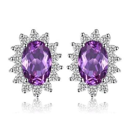 JPECJ258 Stud Earrings Charm Jewelry - Created Sapphire Ruby 925 Sterling Silver