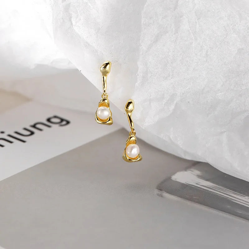 Drop Earrings Charm Jewelry - Irregular Droplet Pearl - TSJ118