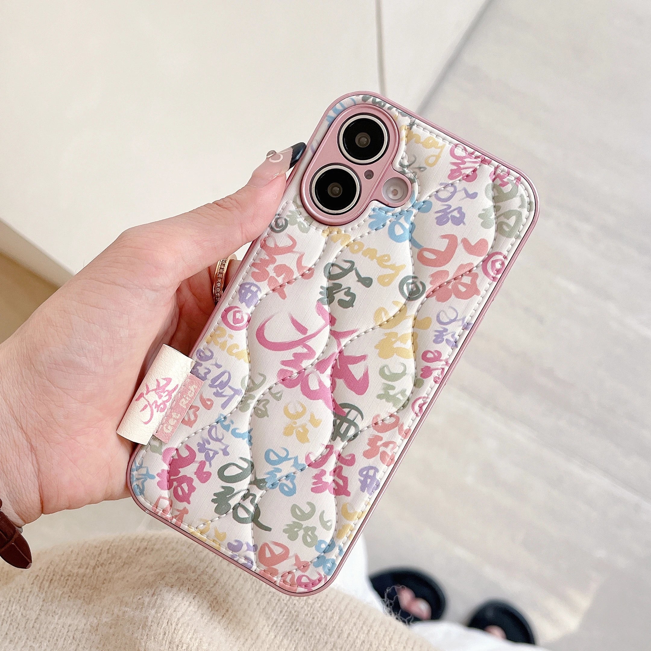 Cute Phone Cases For iPhone 16, 15, 14, 13 Pro Max - Winter Vibe Cotton Stuffed Chinese Character Back Cover - PC7220