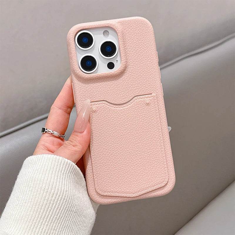 Cute Phone Cases For iPhone 16, 15, 13, 14 Pro Max - Card Slot Wallet - Soft Matte Leather Cover Shell - PC9010 - Touchy Style