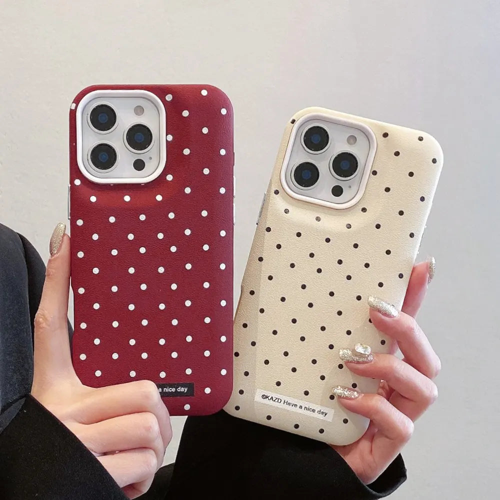 Cute Phone Cases For iPhone 16, 11, 12, 13, 14 Plus, 15 Pro Max - Heavy Armor Polka Dot - Gorgeous Cover - IC4001