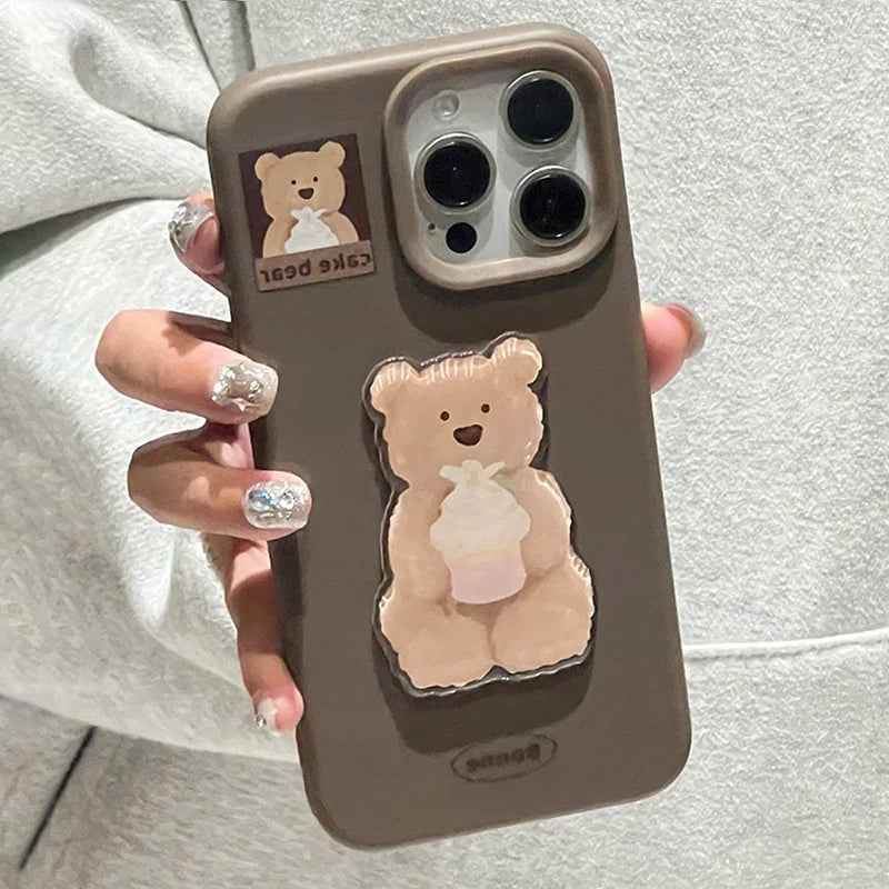 Cute Phone Cases For iPhone 12, 13, 14, 15, 16 Pro Max, 16 Plus - Cartoon Penguin Bear - Soft TPU Cover - PC1010 - Touchy Style