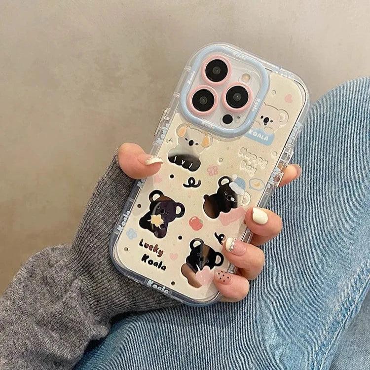 Cute Phone Cases for iPhone 15, 14, 13, 11, and 12 Pro Max - Lucky Koala - Hard Acrylic Mirror - TSP276