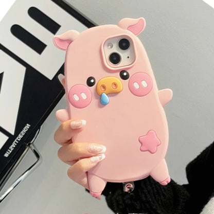 Cute Phone Cases For iPhone 14, 12, 11, 13, 15 Pro Max - Cartoon Funny Snot Pig - Soft Cover - TSP252